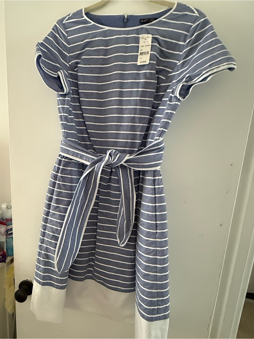 Striped Blue & White Tie-Waist BrooksBrothers Dress